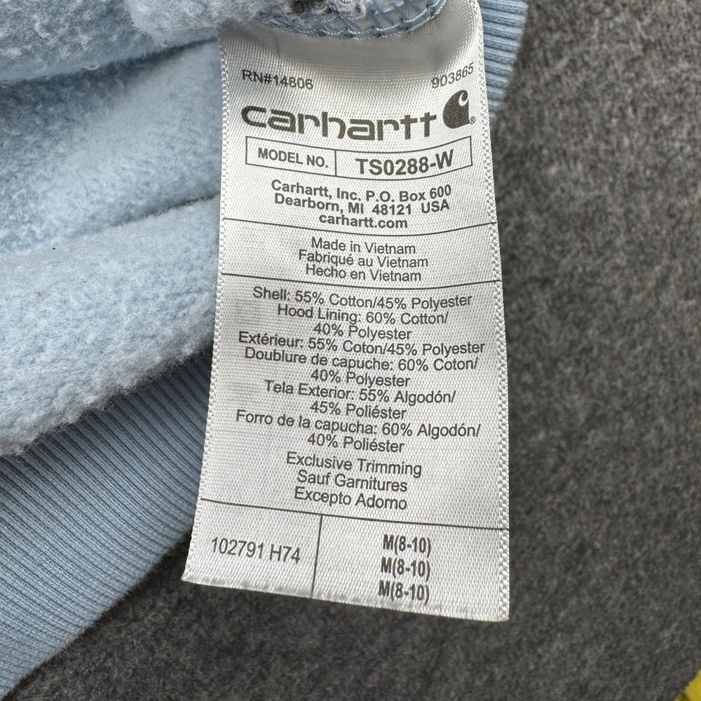 Carhartt Hoodie Sweatshirt Women's Sz Medium 8-10 Relaxed Fit Pullover Blue - Picture 6 of 15